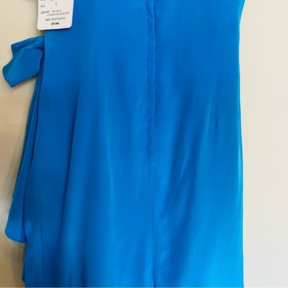 NWT 80’s 90’s Vintage Strapless Blue SILK Cocktail Dress Sz 6 - Picture 11 of 16